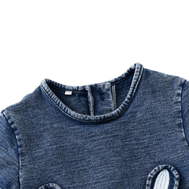 Đầm Denim tay ngắn hình tai thỏ cho bé gái