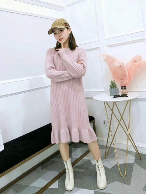 Váy len suông dáng dài