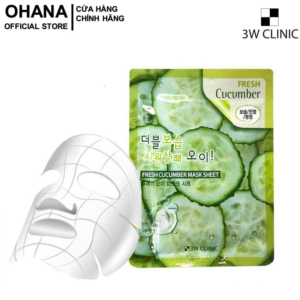 Mặt Nạ Dưỡng Da Chiết Xuất Dưa Leo 3W Clinic Fresh Cucumber Mask Sheet 23ml