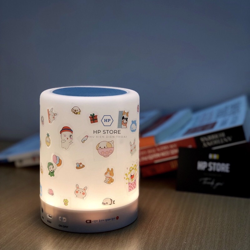 Loa bluetooth cảm biến led theo nhạc, loa bluetooth thông minh kèm đèn ngủ và đồng hồ báo thức, tặng kèm sticker