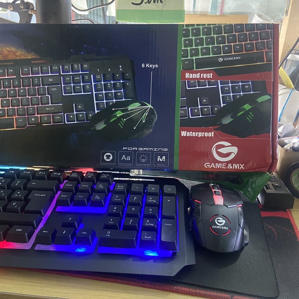 COMBO bàn phím giả cơ kèm chuột gaming đế nhôm LED RGB chơi game đổi màu siêu đẹp
