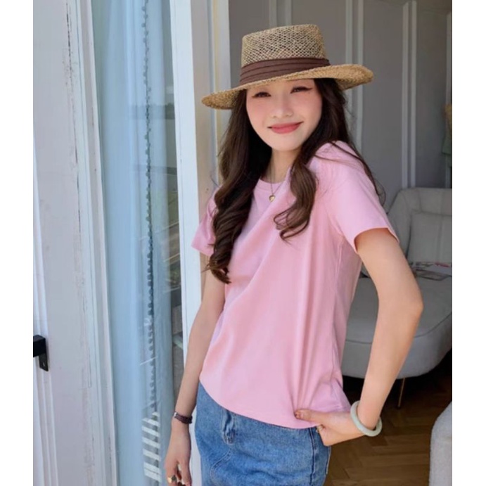 Áo thun cổ tròn trơn cao cấp kiểu dáng basic đơn giản phù hợp mọi độ tuổi hàng đẹp giá tốt