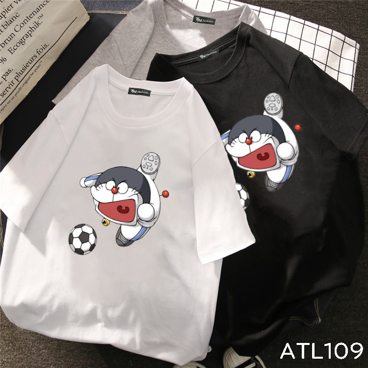 ATL109 Có size 7XL Áo thun unisex tay lỡ hình Doraemon bóng đá subasa