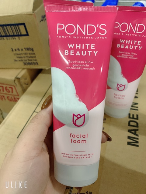 Sữa rửa mặt trắng hồng rạng rỡ Pond's White Beauty Pinkish White Facial Foam 100g thái lan