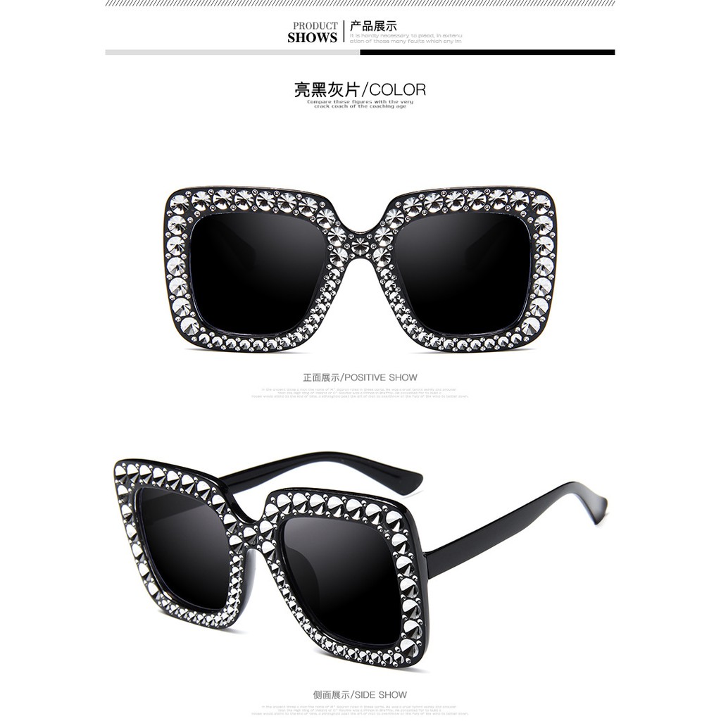 Kính mát gọng vuông bản to chống tia UV phong cách độc đáo thời trang cho nữ