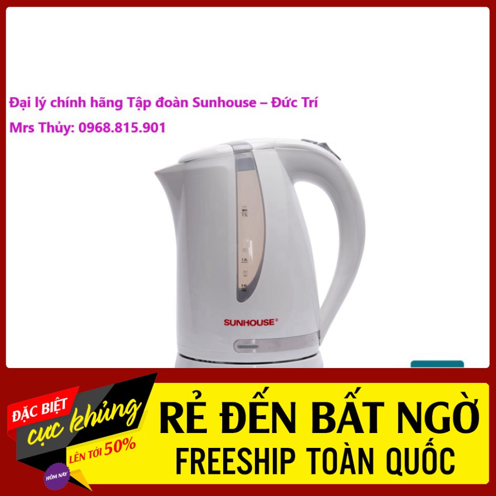 Ấm Siêu tốc Nhựa Trắng Cao cấp SUNHOUSE SHD1300