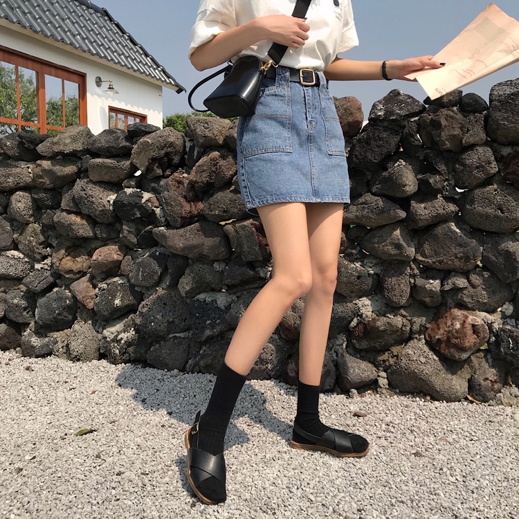 Chân váy denim form chữ a xinh xắn cho nữ | BigBuy360 - bigbuy360.vn