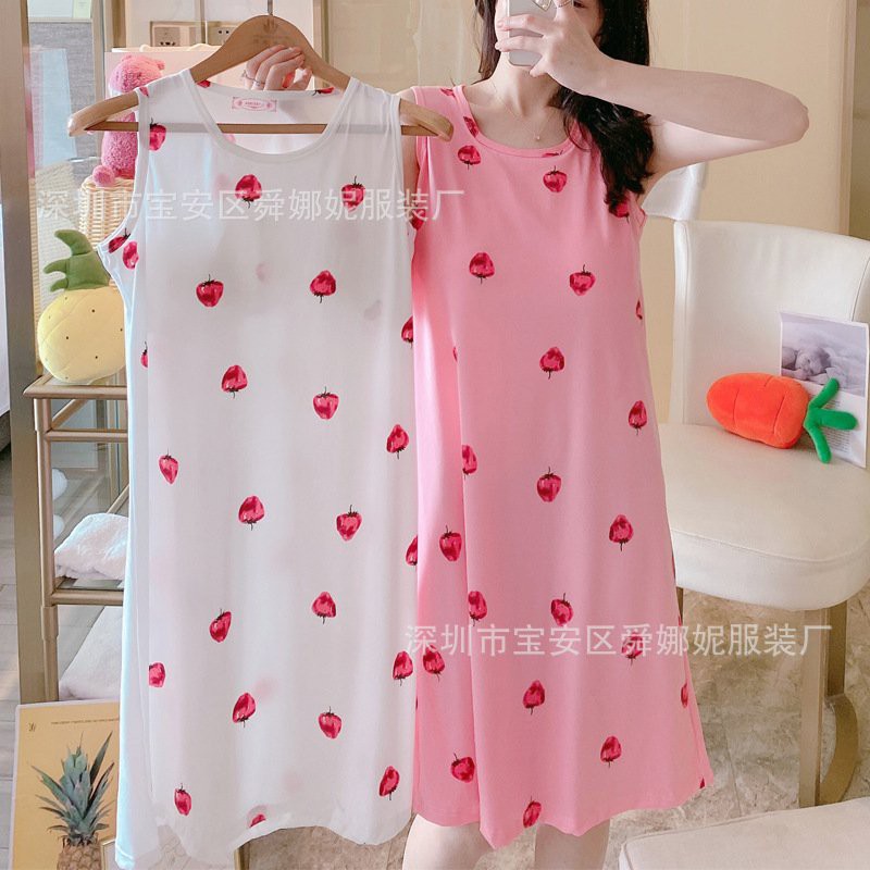Bộ Ngủ Thun Đầm sát nách (TẶNG kèm muốt ngực) form dưới 60kg