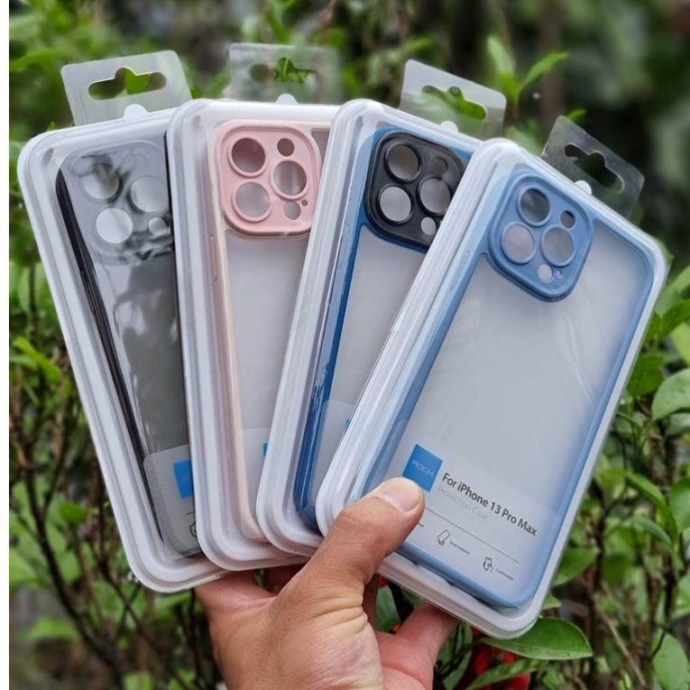 Ốp lưng Rock nhám viền màu bảo vệ cụm camera cho iPhone 13, 13 Pro, 13 Pro Max , chống sốc, chống vân tay cao cấp