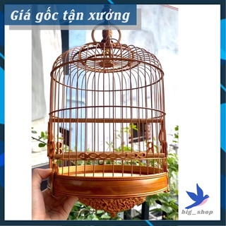 Lồng chim vành khuyên lùn sz 22 chân đục hoa chất liệu trúc cật - lồng chim khuyên