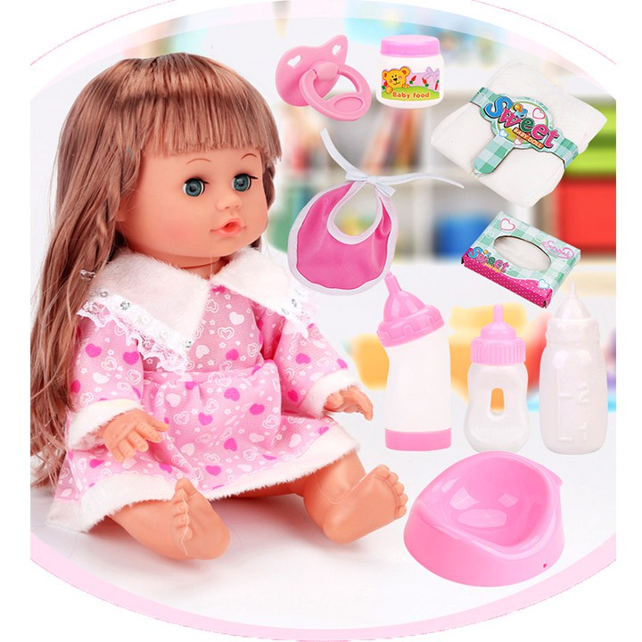 Búp Bê Doll Thông Minh Biết Khóc ,Cười , Nói + Tặng Phụ Kiện 09 Món