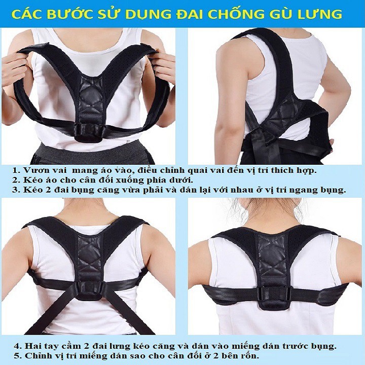 Đai Chống Gù Lưng, Cong Vẹo, Định Hình Cột Sống, Cổ, Vai, Gáy-Đai Định Hình Cơ Thể Chống Gù Lưng