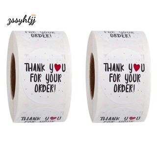 1000Pcs Round Thank You Your Order Heart Thanks for Shopping Small Shop Local Handmade White Labels Sticker