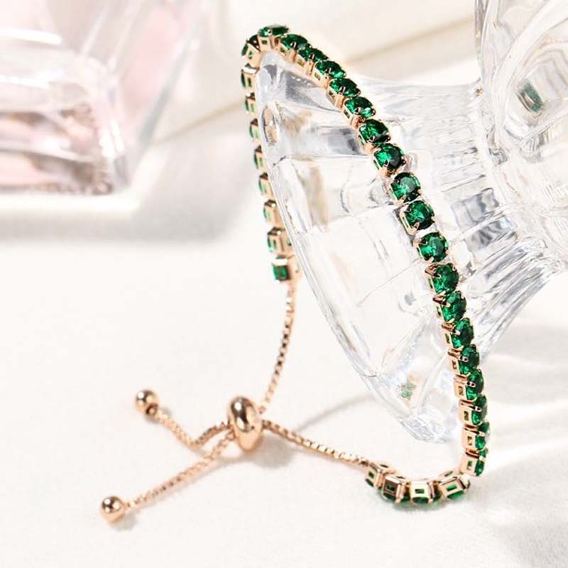 1 Vòng Tay Đính Đá Zircon Nhiều Màu Sắc Có Thể Điều Chỉnh Thời Trang Cho Nữ