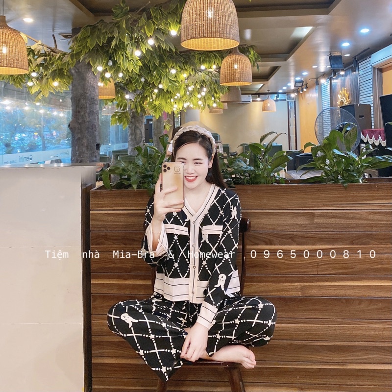 Tiệm nhà Mia - Pyjama cổ 2 lá hoạ tiết chuột hồng dễ thương