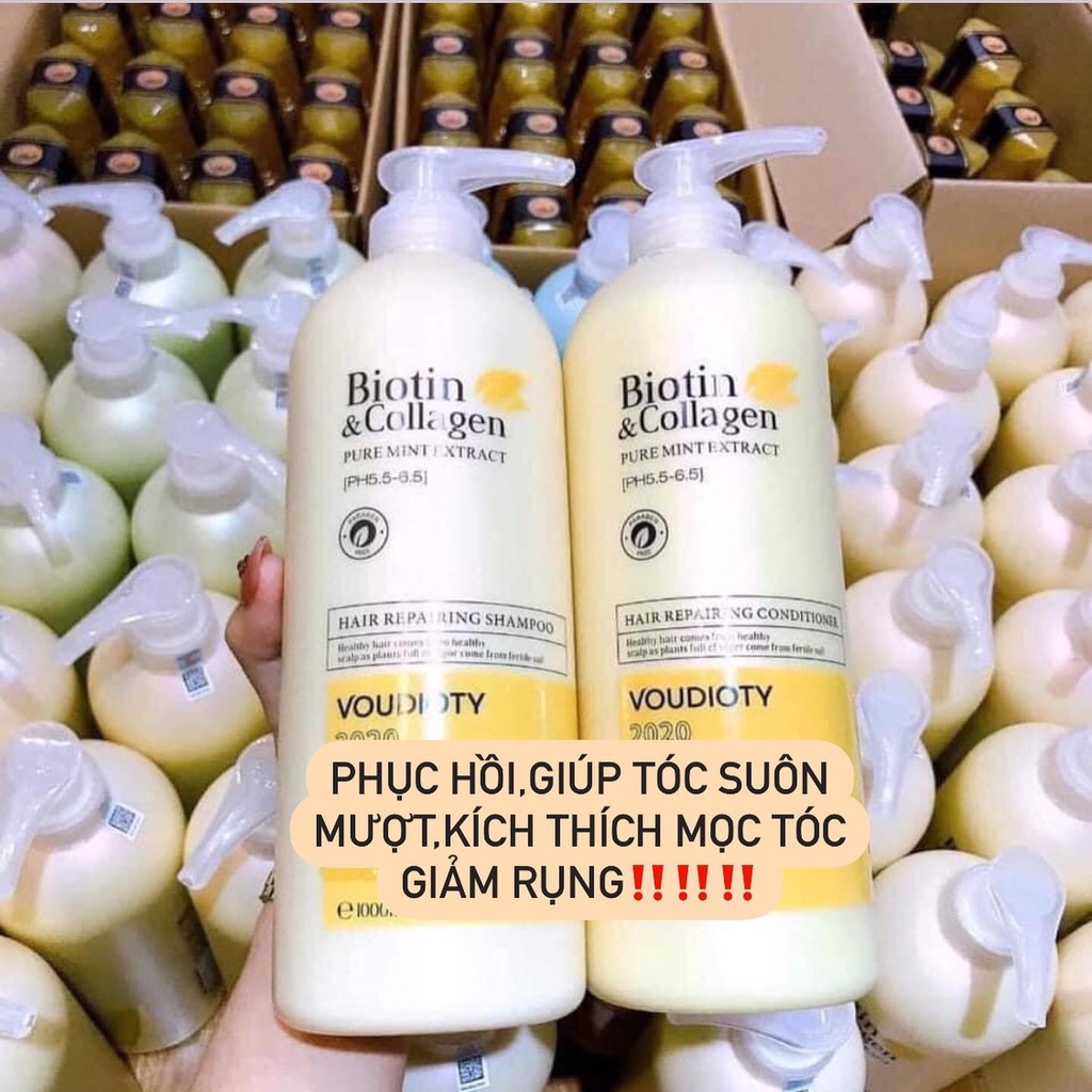 Combo dầu gội + dầu xả BIOTIN & COLLAGEN VOUDIOTY CHÍNH HÃNG  phục hồi tóc khô xơ, hư tổn , chống rụng tóc | BigBuy360 - bigbuy360.vn