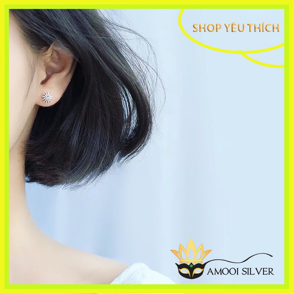 Bông tai bạc S925 sun moon - Amooi Silver AB10