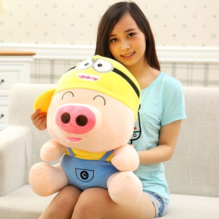 Gấu bông heo đội nón siêu cute (35cm) vải nhung cao cấp mềm mịn