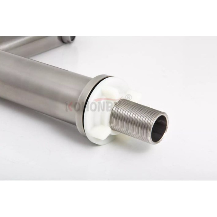 Vòi lavabo ống điếu xả lạnh chất liệu inox 304 MR-ISO208 cắm chậu -Loại cao 18 cm(Trắng bạc)