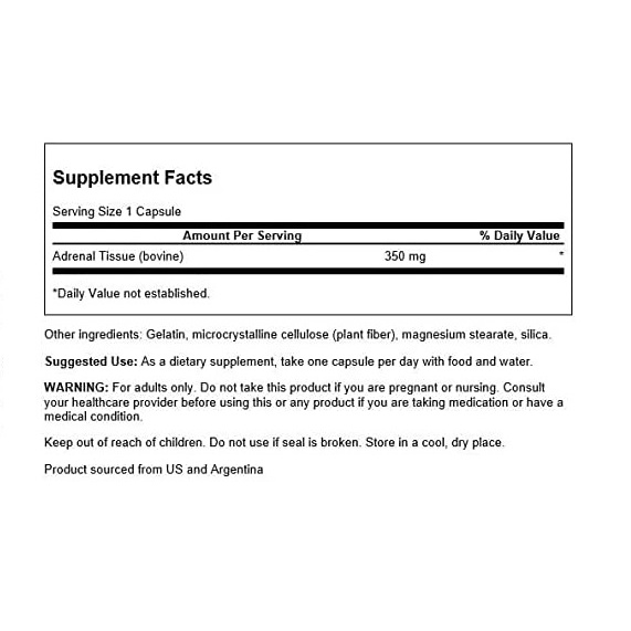 Swanson Adrenal Glandular Bovine Glandular 350mg - Viên uống hỗ trợ chức năng tuyến thượng thận 60 viên