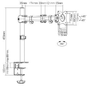 Arm Màn Hình, Giá Treo Màn Hình Máy Tính 27inch Thân Trụ Chắc Chắn, Màn Xoay 360 Độ Lumi Legend LDT07-C012 BẢO HÀNH 1 NĂ