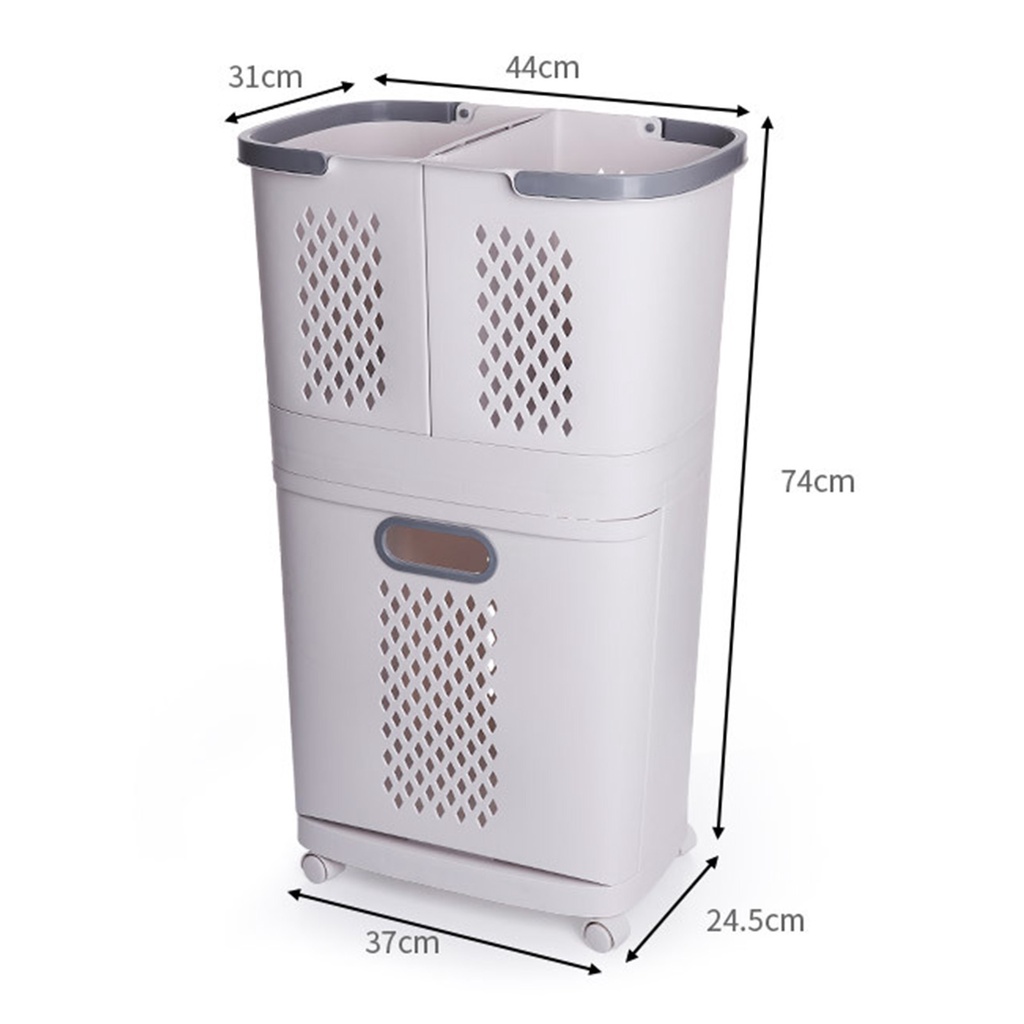 Giỏ đựng đồ giặt đa năng có quai xách và bánh xe Cao cấp - Sọt nhựa đựng quần áo cho phòng tắm