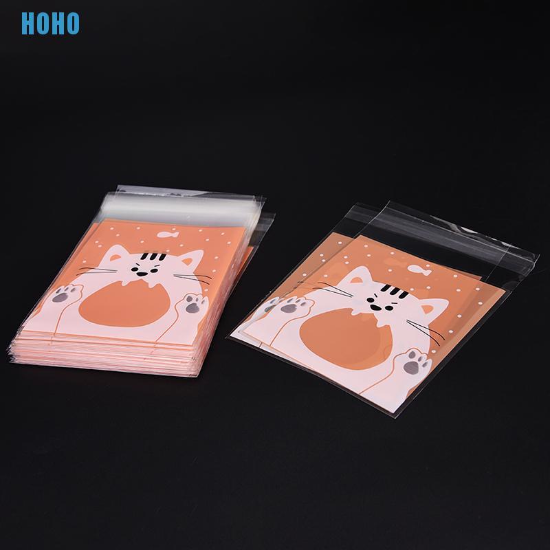 Set 100 Túi Nhựa Đựng Bánh Kẹo In Hình Động Vật Đáng Yêu