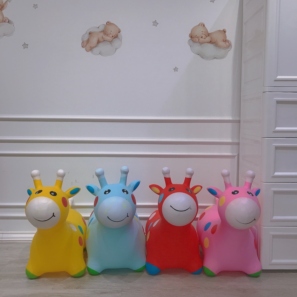 Thú Nhún Cho Bé Hình Chú Hươu Bơm Hơi Nhiều Màu Sắc Siêu Xinh Con Thỏa Thích Vận Động Và Chơi Đùa