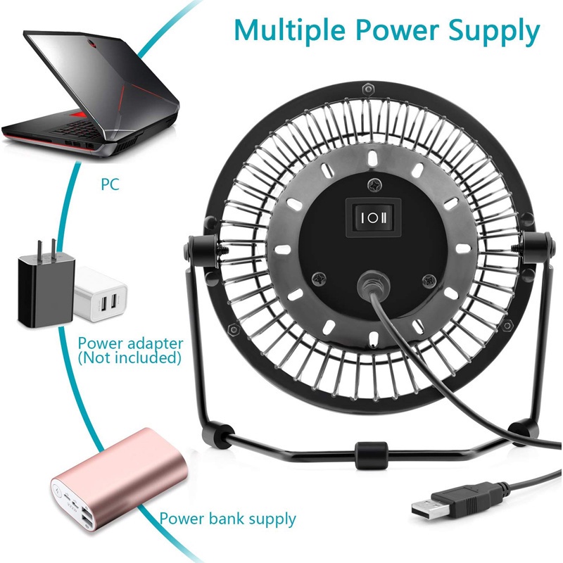【CcExperts】Quạt làm mát Bàn văn phòng USB Charge 8 "/ 10 '' inch Quạt lớn bằng kim loại Sức gió siêu mạnh