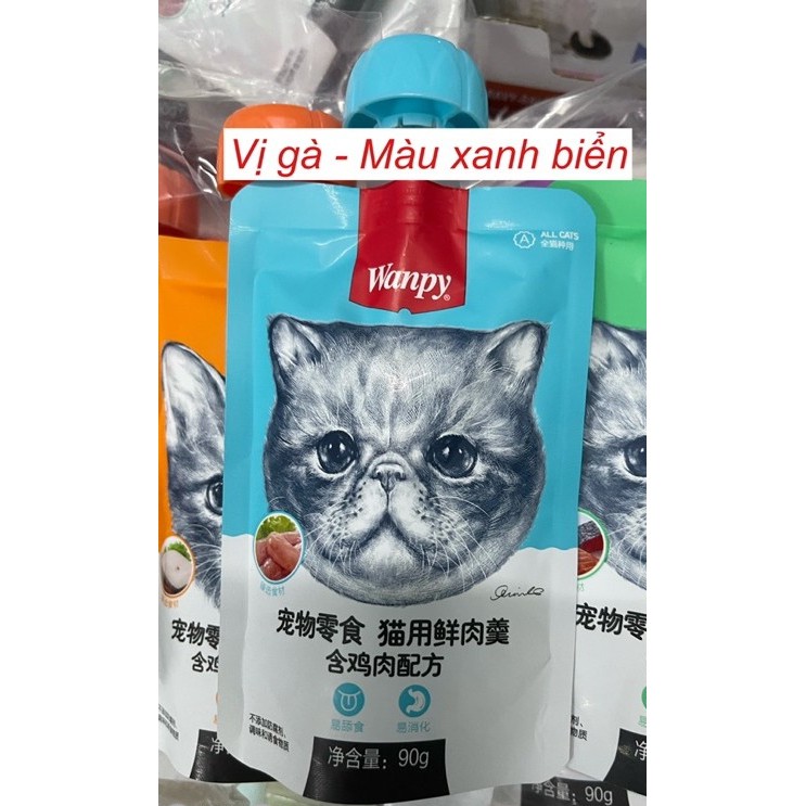 SÚP THƯỞNG CHO MÈO Wanpy Gói 90g Có nắp vặn tiện dụng Bổ sung dinh dưỡng Kích thích thèm ăn Tốt cho hệ tiêu hóa