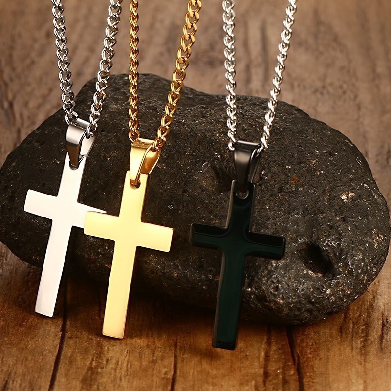 vòng cổ Hợp Kim Unisex Hình Chữ Thập Đơn Giản