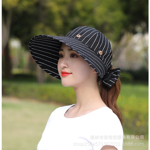 Nón Vành Họa Tiết Sọc Thời Trang Phong Cách Hàn Quốc Cho Nữ