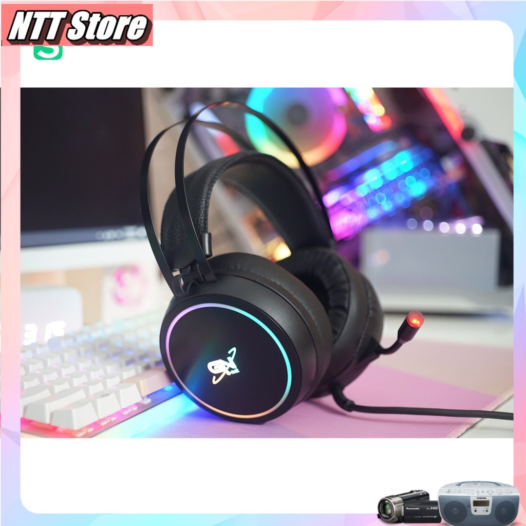 Tai nghe Game GNET G09 chính hãng có LED RGB có mic âm thanh 7.1 màu đen bảo hành 12 tháng - NTT Store