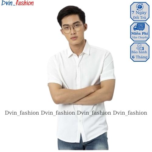 Áo sơ mi nam ngắn tay trơn form regular, vải lụa đẹp cao cấp hạn chế nhăn,2màu thanh lịch, hiện đại giá rẻ Dvin_fashion