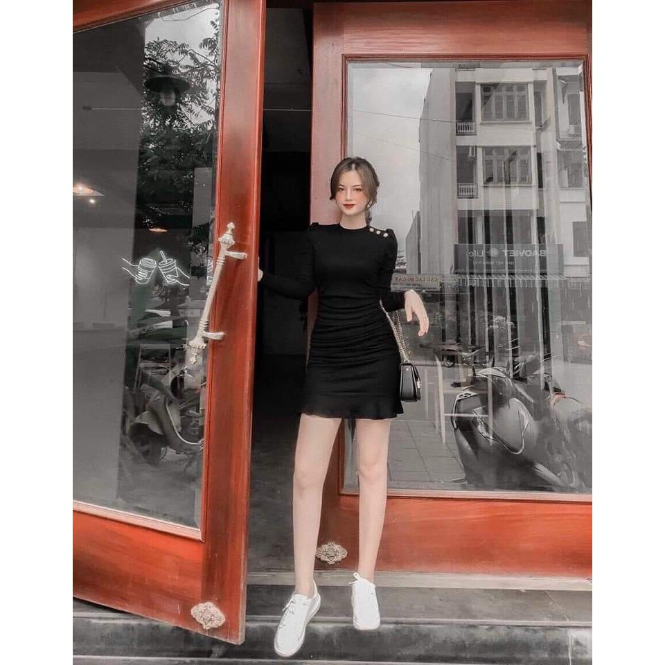 [MẪU MỚI] Đầm Body Tay Dài Nhún Sườn Đuôi Cá Chất Thun Borip Thích Hợp Mặc Đi Tiệc Đi Làm Đi Chơi | BigBuy360 - bigbuy360.vn