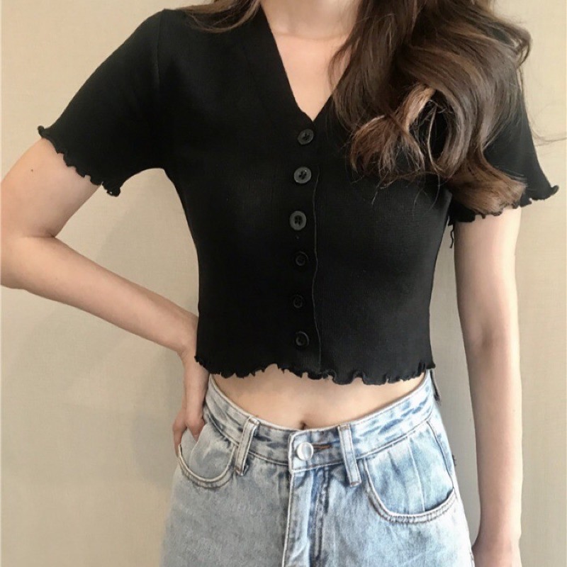 Áo croptop bigsize len dệt lai gợn