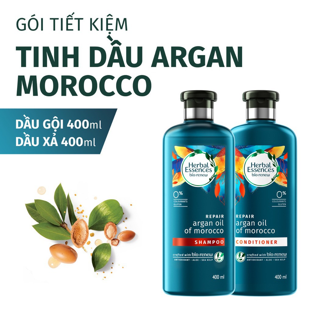 [Mã COS2301 -8% ĐH400K]Bộ Gội Xả Herbal Essences Tinh Dầu Argan Morocco 400ml/ chai | BigBuy360 - bigbuy360.vn