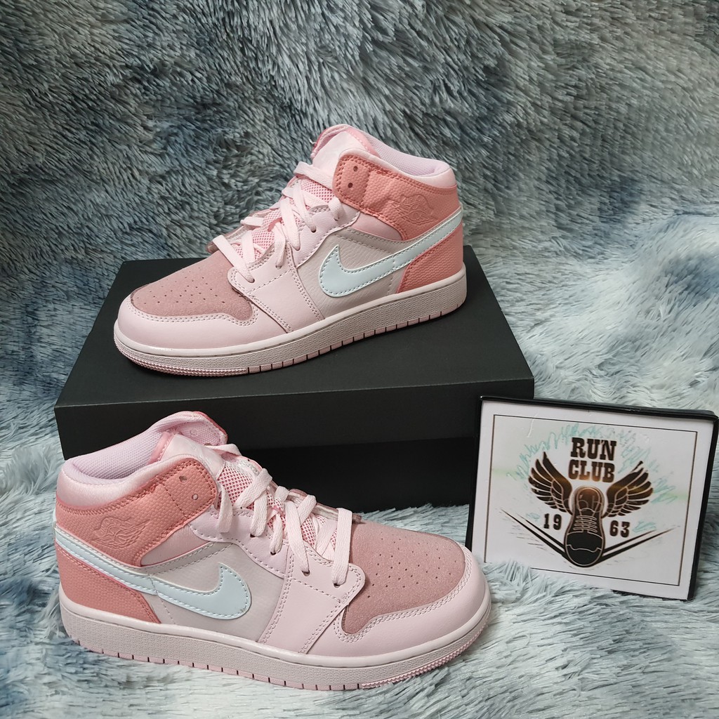 [Ảnh thật + VIDEO] giầy thể thao Air Jordan 1 Mid "Digital Pink" hồng cổ cao  thời trang nữ