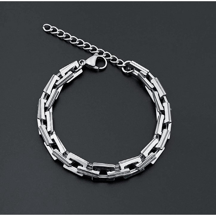Lắc tay titan xích chữ nhật kép không gỉ UB04