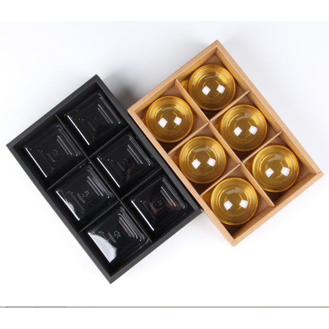 Hộp đựng bánh nắp trong mờ và túi xách