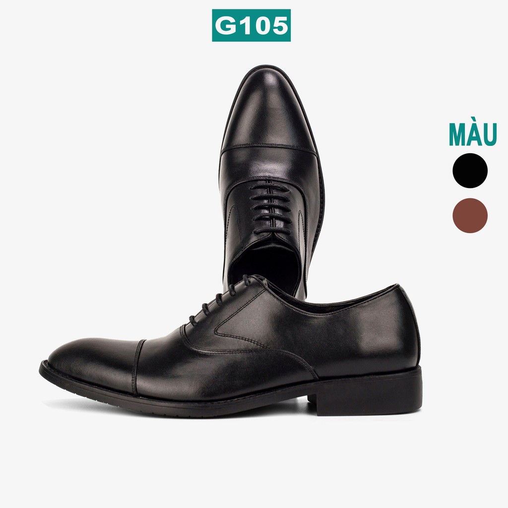 Giày da nam oxford công sở da bò nappa cao cấp màu đen G105- Bụi leather- hộp sang trọng -BH 12 tháng