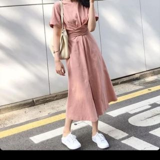 Váy thun maxi xoắn eo