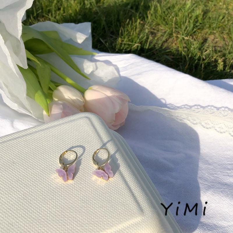 Bông tai mạ bạc hình bướm đơn giản phong cách ngọt ngào thời trang Hàn Quốc cho nữ