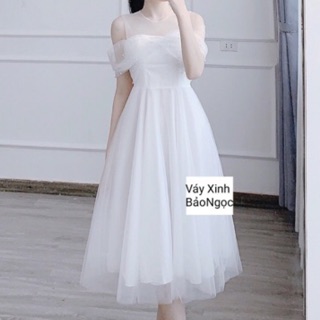 Váy trắng công chúa,váy kỉ yếu trễ vai