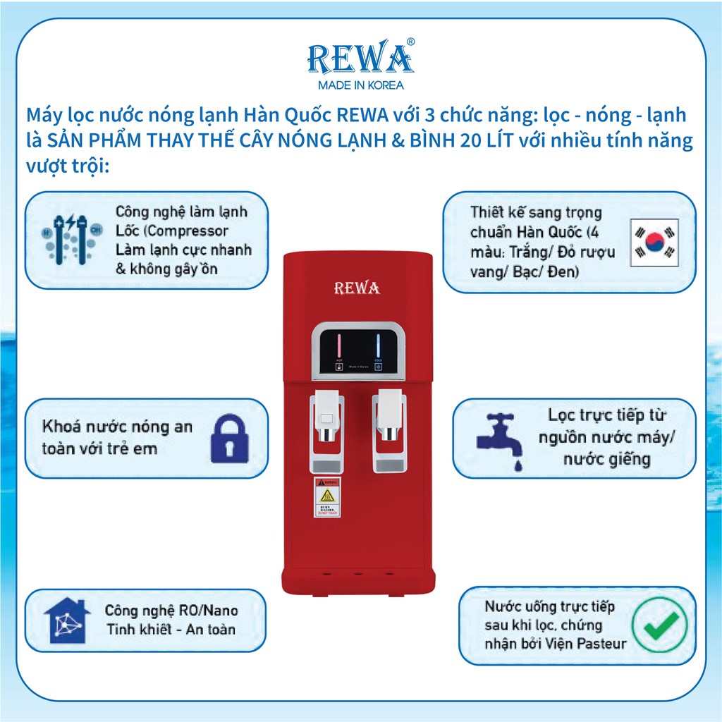 Máy lọc nước nóng lạnh để bàn Rewa RW-NA-218 | BigBuy360 - bigbuy360.vn