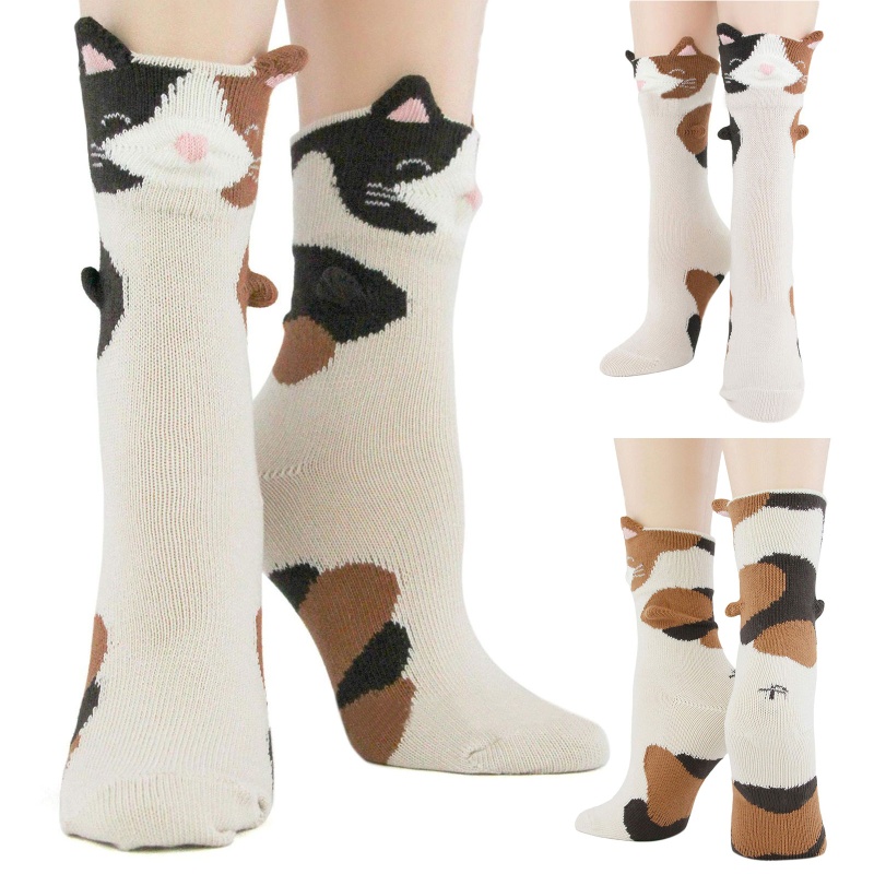 XIXI Tất Cotton Chống Trượt In Hình Mèo Thời Trang