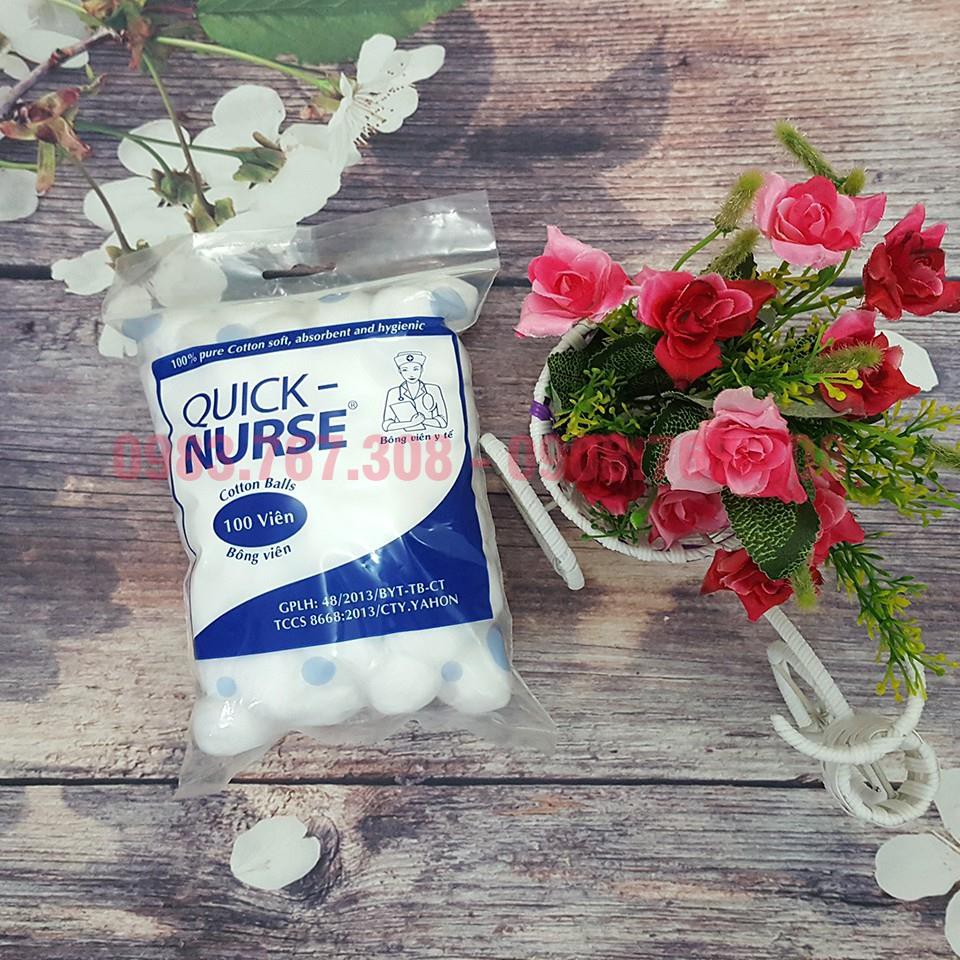 Bông Nút Tai Cho Mẹ Tiện Lợi Quick Nurse (Bịch 100 Viên Sẵn) - 8936040074126