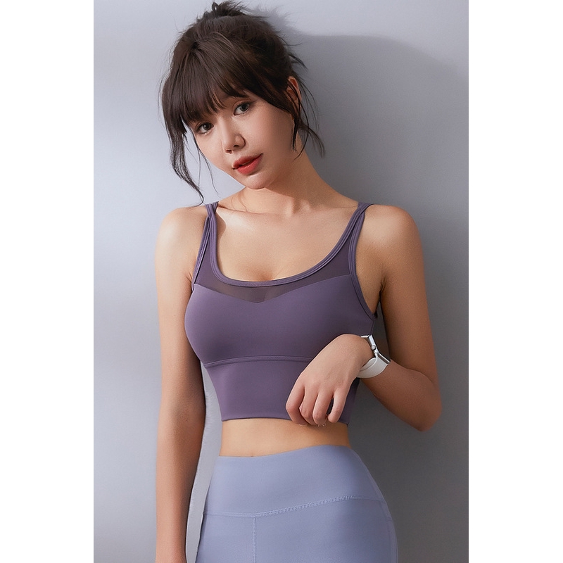 Áo ngực thể thao dành cho nữ tập Yoga Gym chạy bộ nhanh khô phối lưới