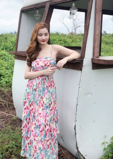 Đầm Maxi 2 Dây Dập Ly Bèo Tầng