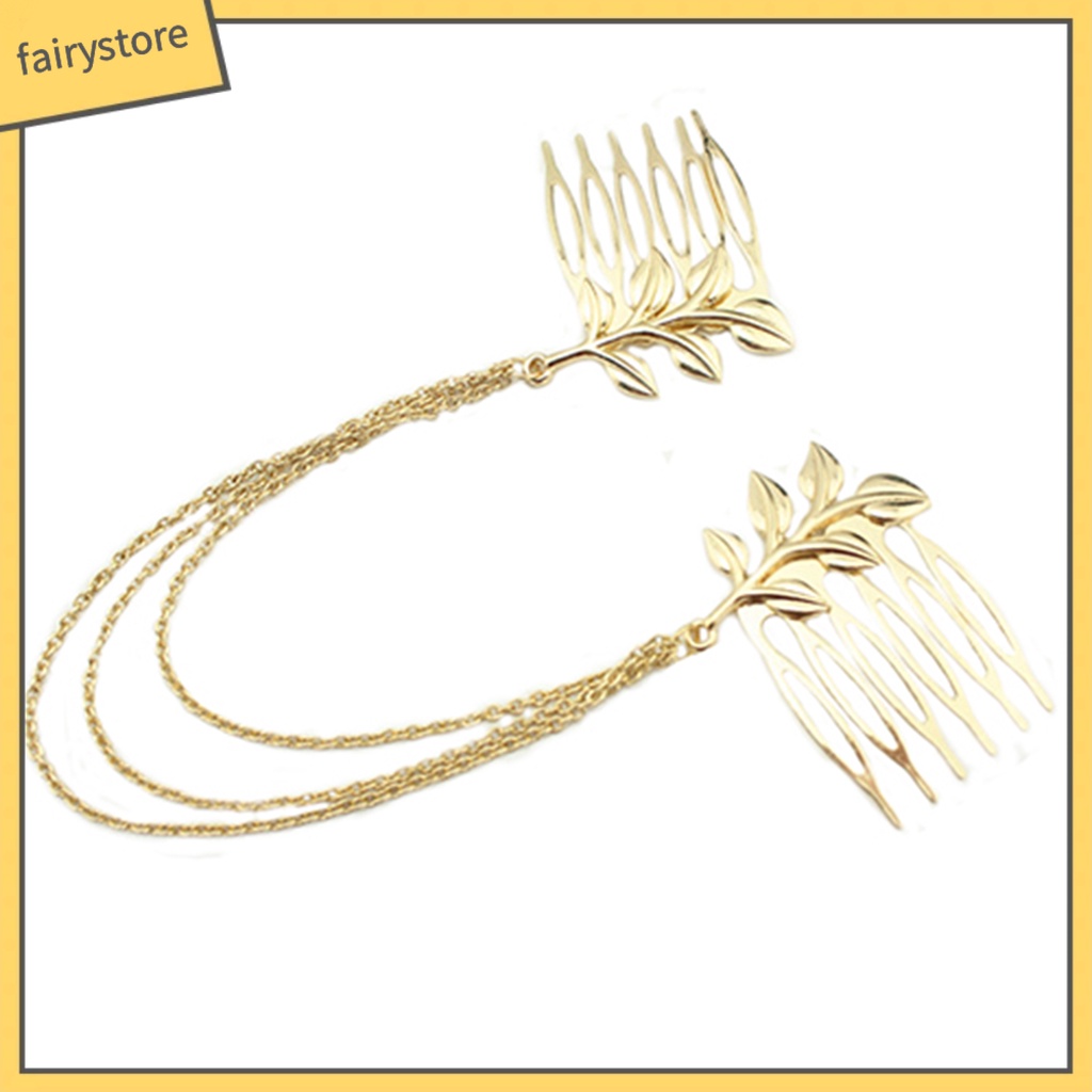 Lược cài tóc hình chiếc lá đính đá thời trang thanh lịch dành cho nữ